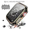 Tempered Glass with PC Cover for Apple Watch 7 6 SE 45 Mm 41mm 44mm 40mm 42mm 38mm Allaround Screen Protector Case for Iwatch Ser