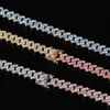 9 ملم ملونة المثلجة التنس كوبية سلسلة الوصلة قلادة شقوق الزركونيا ميامي بلينغ كبح الأزياء روك الشرير الهيب هوب هدية للرجال النساء