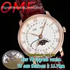 영원한 시계 OMF V3 최신 업그레이드 버전 Villeret Calendar 6654-1113-55B CAL.6654 OM6564 자동 망 시계 강철 케이스 TRUE MOON PHASE GRAIL 다이얼 가죽 스트랩