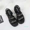 Sandals Summer Gladiator Woman 2021 Ankle Straps Chain Platform Black Retro Roma Styles Thich Bottom Shoes