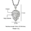 Hip Hop Full Iced Out Bling Lion Necklace Rhinestone Silver Color Pendants & Necklaces For Men Jewelry With Tennis Chain X0509