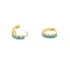 Orecchino in argento sterling 925 Vermeil mini turchesi da 10 mm Piccolo cerchio in pietra blu multi piercing riempito d'oro