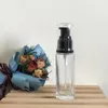 30ml 1 oz Clear Glass Lotion Pump Flaskor med svart Pumphuvud Tom Kosmetisk provbehållare för emulsion Face Cream Shampoo Gel