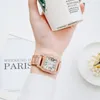 Relojes de pulsera Spot para mujer, moda coreana, banda de acero, cabeza cuadrada, reloj con incrustaciones de diamantes, reloj de negocios, cuarzo versátil