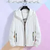 S-7XL Plus Size Jacket Women Summer Fashion Long Sleeve Overcoat Zipper Pockets Casual Outwear Coat Reflect Light Jackets 211029