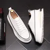 Autumn White Casual Spring Men Flat Shoes Round Toe Designer Fashion Sneakers Street Cool Non-slip Lace Up Leather Outdoor Walking Loafers X228 785