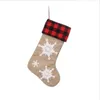 Xmas Sock Red Grid Christmas Stocking Decoration Socks Santa Cluas Candy Gift Stockings Festival Tree Hanging Pendant Bag