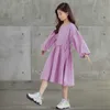 Adolescente vestido de menina outono 2020 novo bebê casual crianças meninas vestidos de algodão crianças roupas de manga longa rosa vestido de escola do rosa Q0716