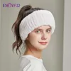 Headbands de pele de inverno para mulheres tricotadas Rex coelho pele lenço para mulheres real pele cabeça envoltório orelha aquecedor mais novo moda hairband x0722
