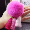Keychains Fashion Fake Fur Ball Pompom Keychain voor vrouwen Kleurrijke Tassel Keyring Car Handtas Hang Charms Girl Gifts Miri22