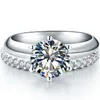Platinum sólido PT950 3.55ct anel de noivado de diamante brilhante com banda bonito presente de aniversário d cor vvs1 presente