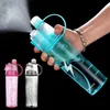 400 / 600ml Drinking and Misting Sports Water Bottle Portable Anti-läcktryck kopp för utomhus sporthydrering och kylning ner 211013