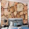 アメリカンビンテージ3D壁紙シンプルな石のレンガの壁壁画リビングルームの寝室のキッチン家の装飾絵画の壁紙