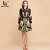 Summer Fashion Skirt Suit Women Elegant Black Jackets and Lemon Flower Print Vintage Mini Skirts 2 Piece Set 210522