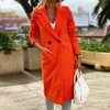Damskie prochowce urząd Lady elegancki płaszcz moda damska jednokolorowa kieszeń wąska odzież wierzchnia 2022 Lapel Blazer Commuter długa odzież damska