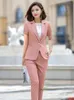 Sommer Formale Damen Hose Anzüge Für Frauen Business Arbeit Tragen Sets Kurzarm Schwarz Blazer Und Jacke frauen Zwei stück Hosen