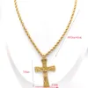 İsa Crucifix Büyük Kolye 22K Katı İnce Altın 18ct Tay Baht G/F Kolye 800mm Halat Zinciri Büyüleyici Takı Kalça Hop3627314