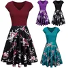 Plus Size S-4XL Zomer Dames Jurken Floral Print 50s 60s Vintage Rockabilly Jurk Casual Dot A-lijn Retro Jurk Vrouwelijke Vestidos 210507