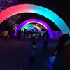 LED Aydınlatma Dekorasyon Ile Büyük Yuvarlak Şişme Kemer Düğün Parti Olay Rainbow Archway Giriş Kaplama Hattı Işıklı Balon