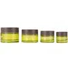 Olive Green Glass Cosmetic Jars Empty Makeup Sample Containers Bottle with Wood grain Leakproof Plastic Lids BPA for Lotion 7918728