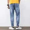 Heren jeans lente herfst 2022 slimme zakelijke mode rechte normale blauwe stretch denim broek klassieke mannen plus maat 28-36