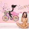 벽 스티커 벽화 홈 장식 로맨틱 나비 꽃 자전거 리본 소녀 벽 침실 기숙사 집 T2I53170