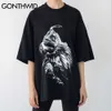 Thirts Летний хип-хоп Harajuku Punk Rock Gothic Eagle Print с коротким рукавом футболки с футболками с круглым рукавом.