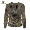 Sonspee Camo Boar Jakt Långärmad Hooded Skjortor 3D Utskrift Hoodie / Sweatshirt / Zipper Man Kvinnor Jungle Wild Tops 210813