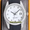 Eternity Mücevherat Saatler RFF Son Ürünler 86409 126333 228239 Diamonds Dial 3255 Otomatik Mekanik Buzlu Out Mens İzle Elmas Gümüş Kılıf Kauçuk Kayış