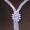 Örhängen Halsband Elegant Crystal Bridal Smycken Ställer Kvinnor och Armband Ring Bröllop CZ Set grossist