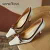 SOPHITINA Stiletto Lady Shoes Banquet Square Toe Casual Outing Shoes Retro Edging Butterfly-knot Selling Women's Pumps AO84 210513