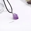 Pendentif en cristal naturel améthyste brésilienne amour cadeau guérison Reiki minéral Quartz énergie pierre brute collier en gros