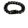 Men Bracelet Bling 316L Aço inoxidável Chain Bangle Jeia cor preta; Largura da corrente: 9 ~ 16mm