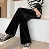 Yedinas Calças Vintage Veludo Alta Cintura Largura Perna Streetwear Calças Mulheres Casual Elastic Solto 210527