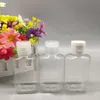 60 ml Puste Pet Plastikowe butelki z klapką Cap Transparent Square Shape Butelka do Makijażu Jednorazowe Ręczne Gel Sanitizer