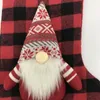 18 inch anjule rood wit check sokken Kerst kousen bomen ornament decoraties Santa Gift Candy Tassen DWB12526