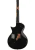 Custom Shop James Hetfield Metallica Guitarra elétrica preta envelhecida Incrustação de cruz de ferro, parte superior com gráficos de listras douradas, encadernação amarela, ferragens douradas