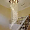 Pendant Lamps Modern Custom Large Long Staircase Lighting Led Ball Lamp Raindrop Spiral Crystal Chain Chandelier For El And Home