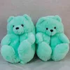 Teddy Bear Mulheres Natal Chinelos de Plush Dos Desenhos Animados Bonito Urso Casa Slipper Furry Fur Slides Mulher Peludo Flip Sapatos X0523