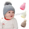 Twist Knit Cappelli Invernali Per Il Capretto Beanie Del Cappello Del Bambino 2021 Bambini Pelliccia Pom Pom Cappelli Per Le Ragazze Dei Ragazzi Berretto Caldo 0-48 Mesi