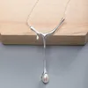 Vla 925 silver enkel personlighet naturlig pärla honung halsband hängsmycke kvinnors vatten droppe kreativa mode smycken