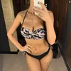 Sexy Solid Color Bikini Kobiety Stroje Kąpielowe Bandeau Biquini Swimsuit Kobiet kąpielowy Garnitur Push Up Set Beachwear Kobiet