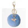 2022 Key Chain Party Favorit Gullig Rhinestone Ballerina Girl Rex Rabbit Fur Ball Kvinnlig väska Hängsmycke