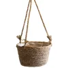 Woven Rattan Hanging Planter Flower Pot Plant Basket Balcony Garden Home Decor 210615