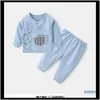 Giyim Bebek Çocuk Annelik Bırak Teslimat 2021 Bahar Güz Doğan Kızlar Pantolon Tops Pamuk Pijama Bebek Erkek Çocuklar için Kurulum Çocuk Giysileri Childr