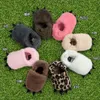 Botas 0-18m nascido baby peluche casa peludo chinelos sapatos quentes leopardo urso meninos menina primeiros caminhantes berço pré-deslizamento pré-lâminas