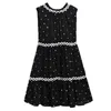 Vielleicht U Schwarz Weiß O Hals ärmellos Tank Kurzes Minikleid Spitze Haken Blume Polka Dot Kleid Frauen Sommer weiblich D1377 210529