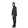 Moto Noir Adultes Imperméable Coupe-Vent Imperméable Cadeau Équipement Costume Hommes En Plein Air Manteau Pantalon Ensemble Randonnée porter 211025