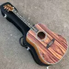 Anpassad 41 tum Real Abalone Tree Life Inlägg Acoustic Guitar Round Body All Koa Wood