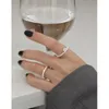 Korean S925 Sterling Silver Open Ring Ins Niche Design Sense Nano Stone Opal Texture Female Adjustable Friends Cluster Rings